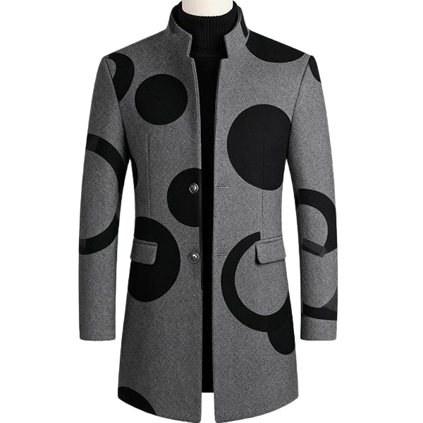 Men's Office Commute Woolen Coat - Autumn Winter Medium-Length Cotton Thickened Warm Trench