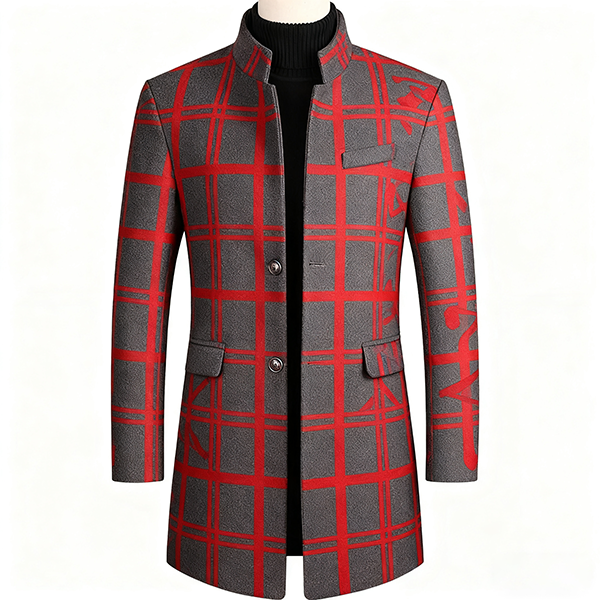 Autumn Winter Medium-Length Coat - Men's Woolen Cotton Thickened Warm Trench for Office Daily Wear