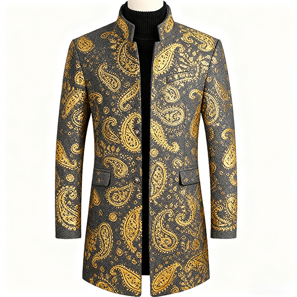 Men's Cotton Thickened Woolen Coat - Autumn Winter Medium-Length Warm Trench for Office Commute