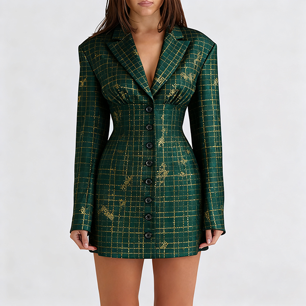 Women's Collared Single Breasted Dress - Solid Sexy Fitted Pencil Dress Elegant Slim Figure Outfit