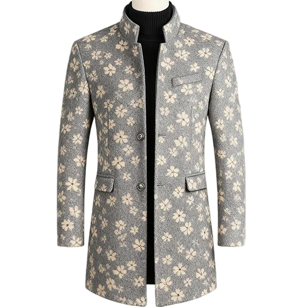 Men's Autumn Winter Woolen Coat - Medium-Length Cotton Thickened Warm Trench Coat for Office Commute